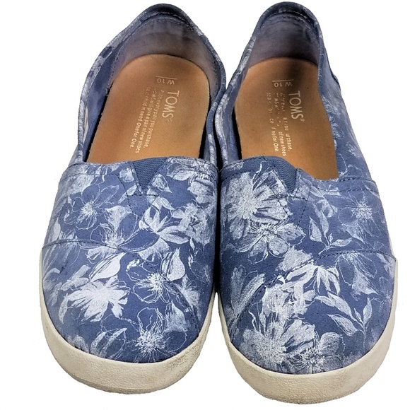 Toms Shoes - Toms Blue & White Slip on Shoes Floral Jean Color